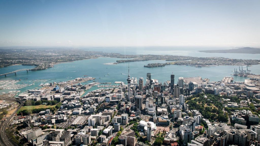 A bird's eye view of Auckland's urban landscape.